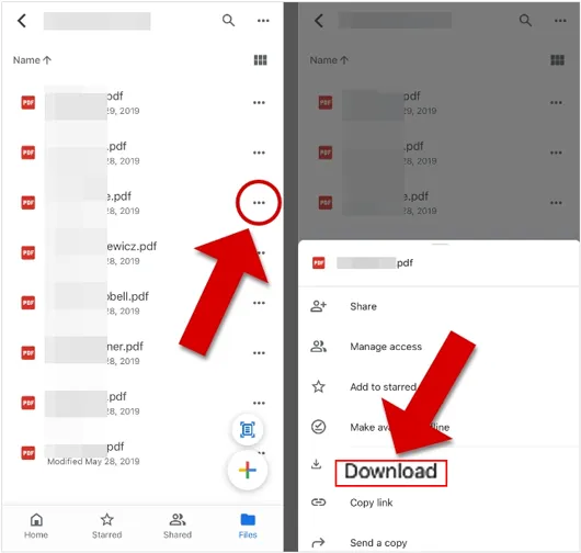 scarica file da Google Drive a iPhone