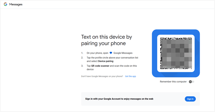 print messages with google messages for web
