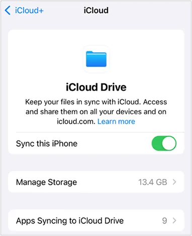 sincronizar archivos de iPhone a iCloud Drive