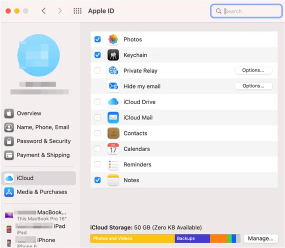 iCloud-Synchronisierung auf dem Mac aktivieren