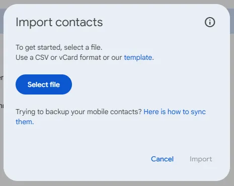 import csv to google contacts