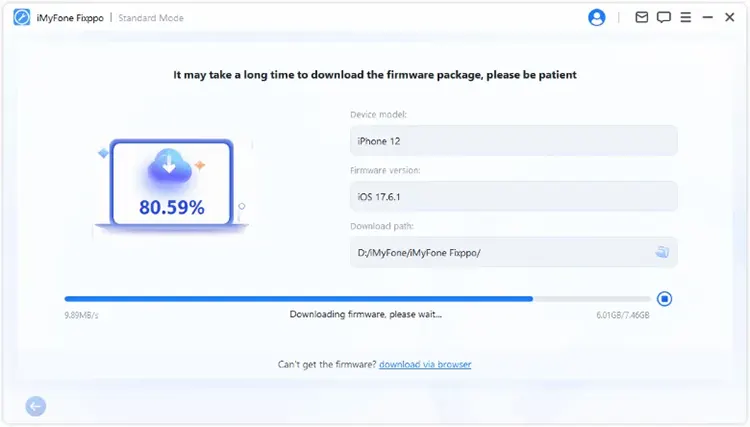 baixe o pacote de firmware para consertar o dispositivo