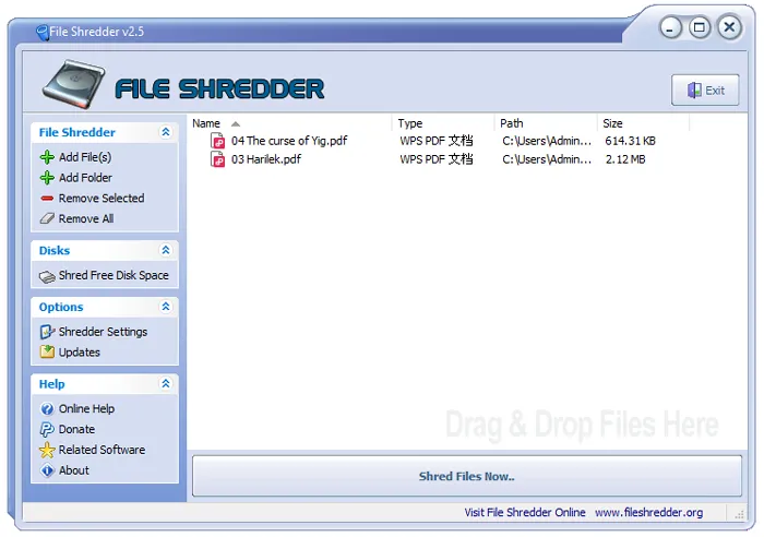 Use o destruidor de arquivos para excluir permanentemente um arquivo PDF do computador.