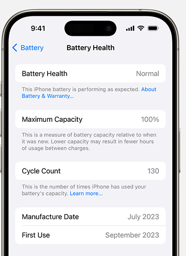 Vérifier l'état de la batterie de l'iPhone pour résoudre le problème de redémarrage intempestif de l'iPhone