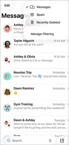 Des SMS ont disparu de mon iPhone - vérifiez les filtres de messages