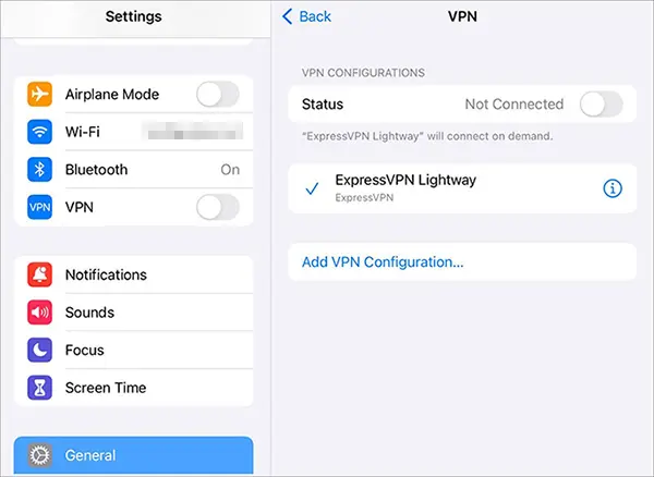 Desactivar la VPN para solucionar el problema de iPhone atascado en la verificación de actualizaciones