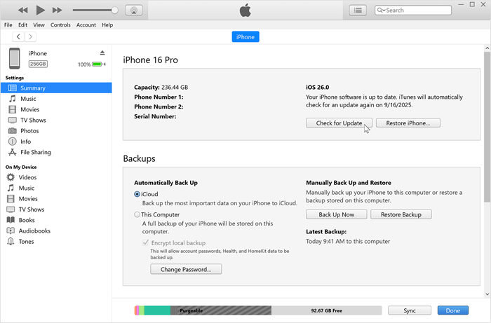 update ios with itunes