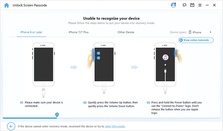 put the ios device into recovery mode