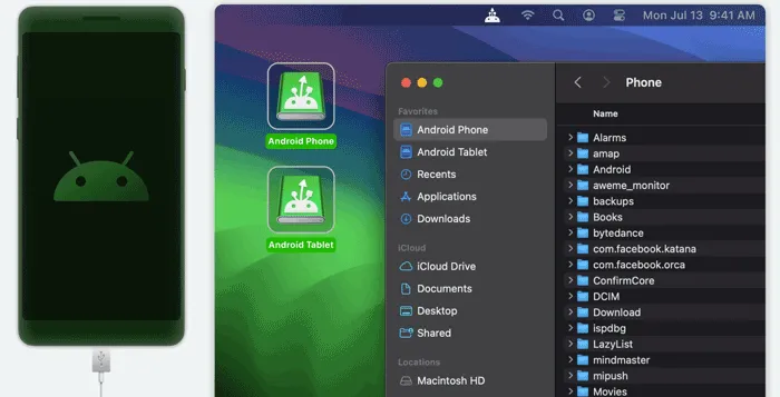 transfert de fichiers macdroid pour Android