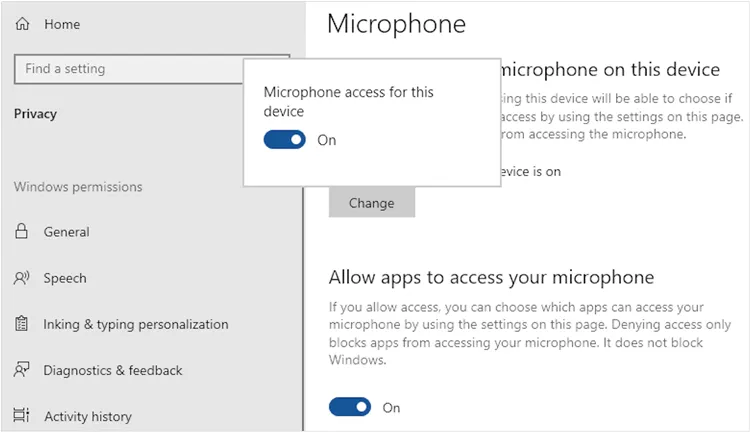 Comprobar el acceso al micrófono en la PC para PowerPoint