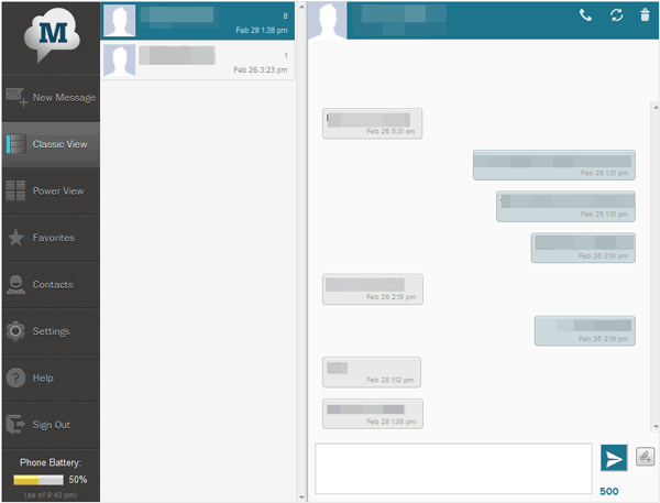 enviar SMS de Android en la PC con mightytext