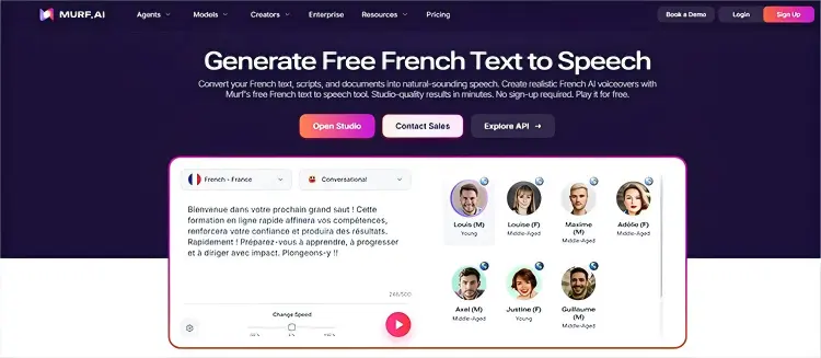 Générateur de texte et de parole Murf AI français