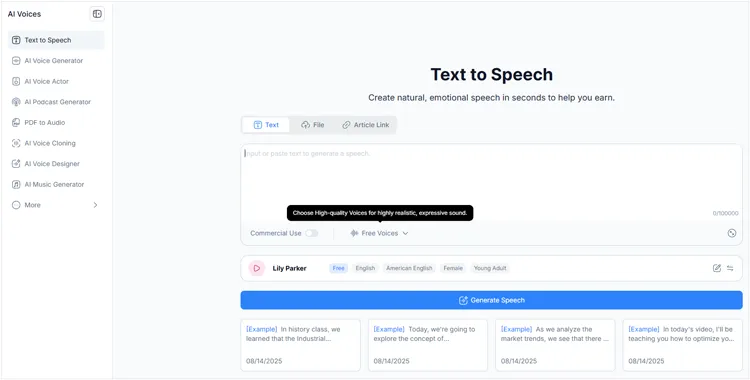 Utilice notegpt para la conversión de texto a voz.