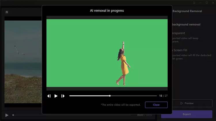 choose green screen fill