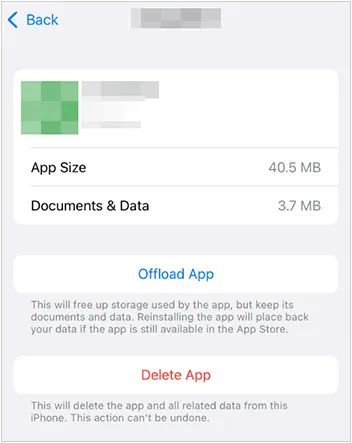 offload or delete app from iphone