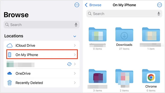 choose on my iphone or ipad on the files app