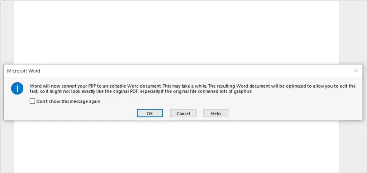 Abra el archivo PDF con la aplicación Microsoft Word en su PC.