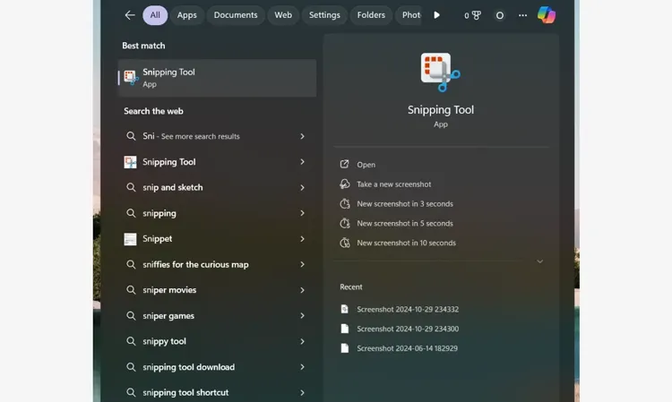 Öffnen Sie das Snipping Tool auf dem PC.
