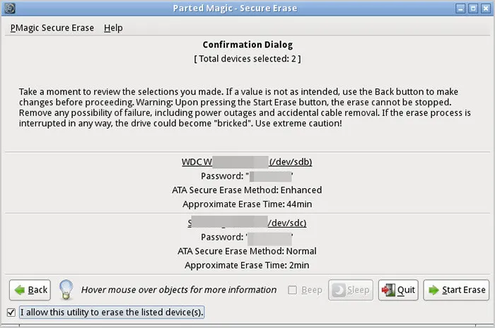 erase ssd with parted magic