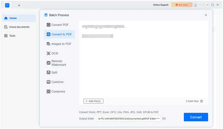 convert to pdf and save them on pc