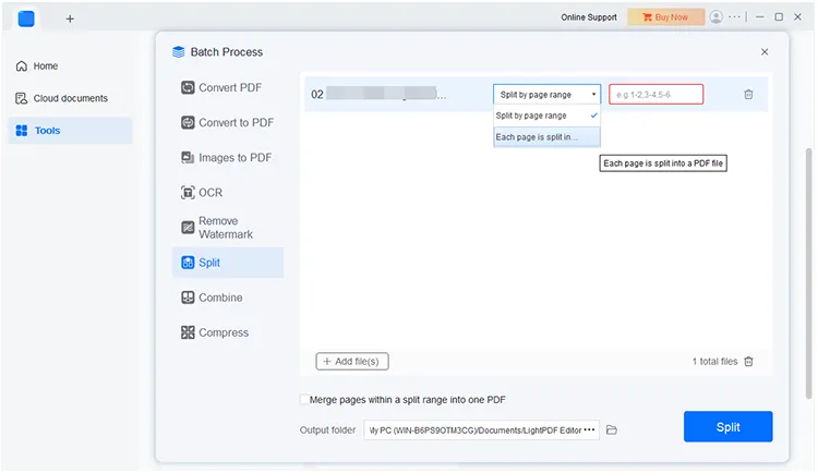 split pdf files