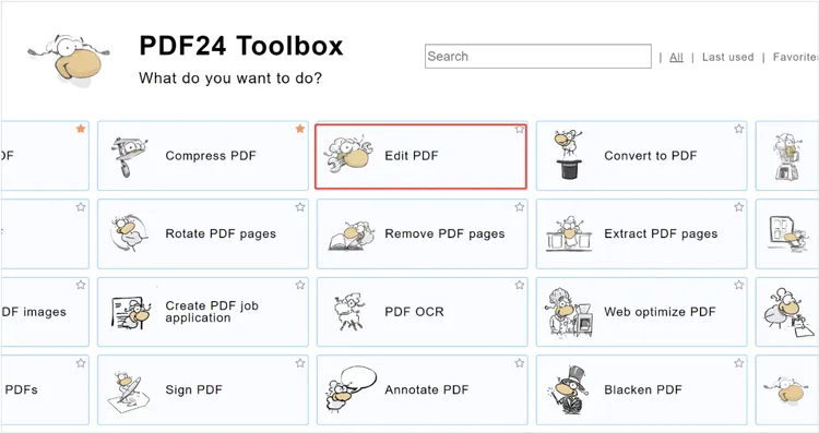 Seleccione "Editar PDF" en la caja de herramientas.