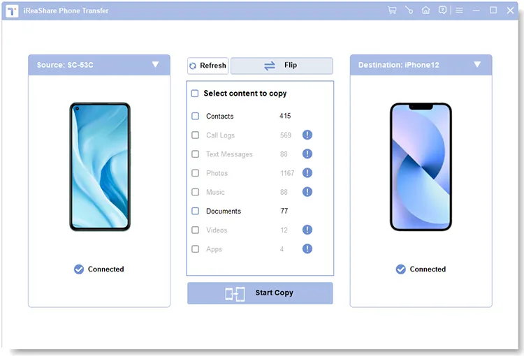 transfer data with the alternative to move to ios