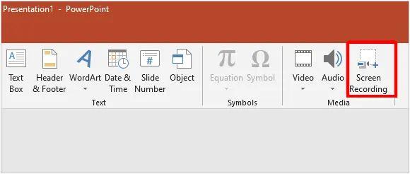 Öffnen Sie PowerPoint und klicken Sie auf das Symbol für die Bildschirmaufnahme.