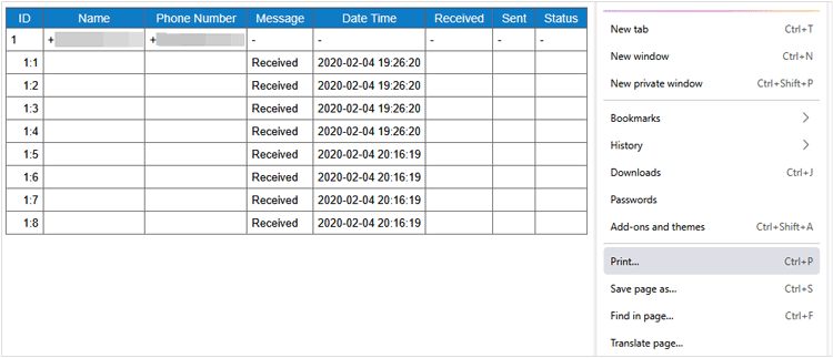 print the message file