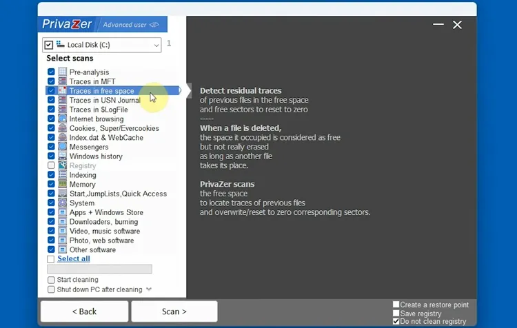Ferramenta de apagamento de dados Privizer