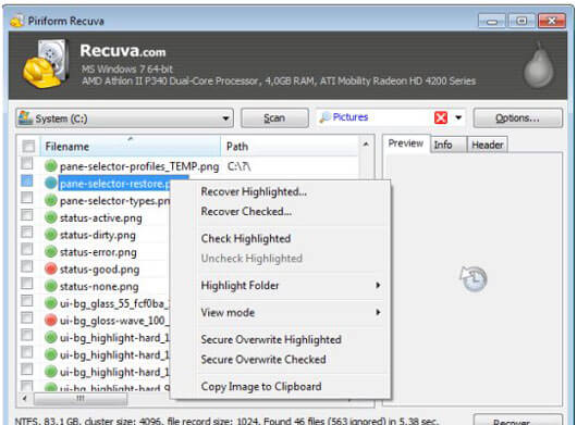 Melhor software de recuperação de disco rígido - Recuva