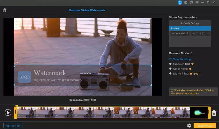 choose a remove mode to remove video watermark
