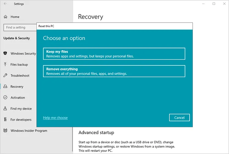 erase the hard drive by resetting the pc
