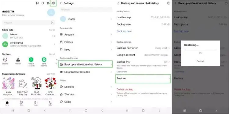 如何从 Google 云端硬盘恢复 Line 聊天记录