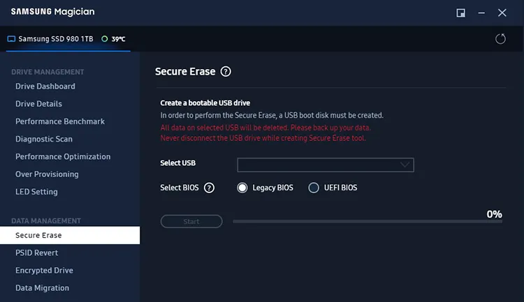 make the data on ssd not recoverable with samsung magician