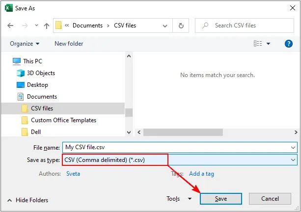 save excel to csv before importing contacts to iphone