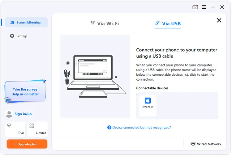 choose the connected ios device