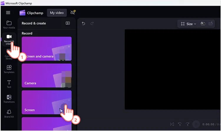 開啟 Clipchamp 軟體，在 Windows 電腦上錄製螢幕。