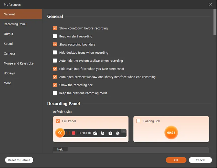 establecer las preferencias