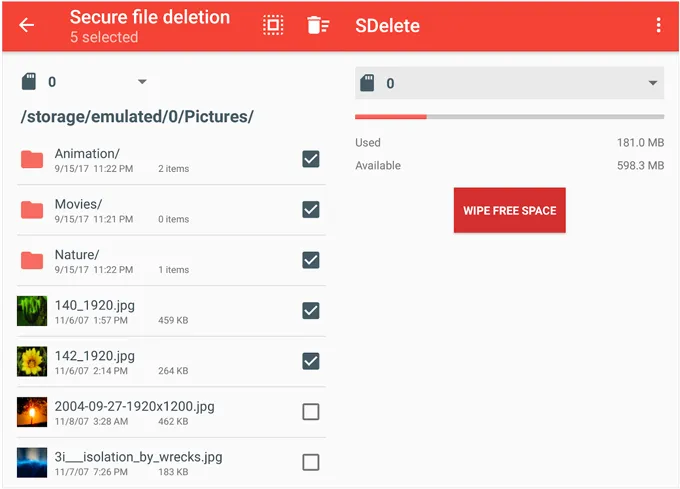 application de suppression