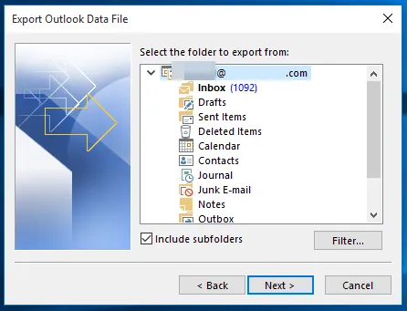 选择一个文件夹来保存你电脑上的 Outlook 联系人