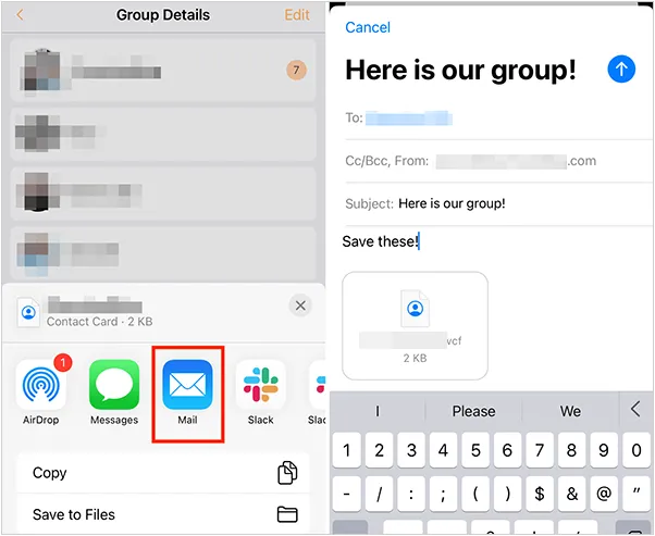enviar contatos do iPhone para o Android com o aplicativo de e-mail