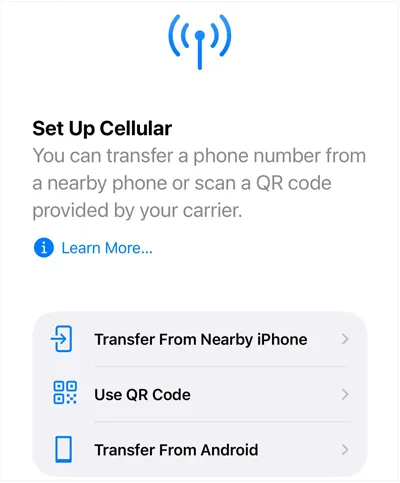 Transferir eSIM de Android a iPhone con ajustes