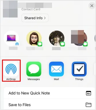 import contacts to an iphone with airdrop