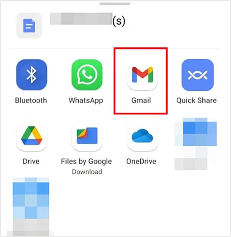 invia il file vcf ad Android via e-mail