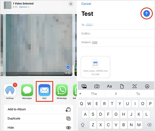 通过电子邮件将视频从 iPhone 发送到 Android