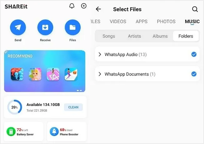 move apps from android to android via shareit