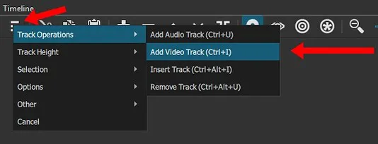 Inicie o Shotcut e selecione "Adicionar faixa de vídeo".