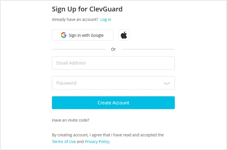 sign up for an account