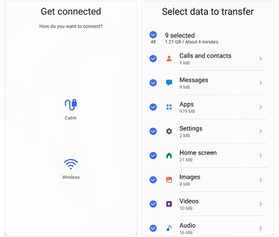 move data wirelessly between android devices with smart switch